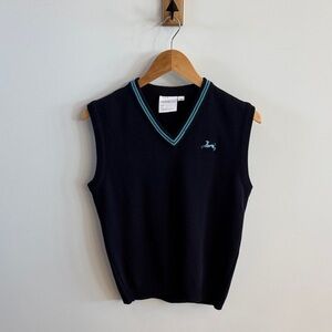 Men's Navy Sweater Vest with Teal Trim